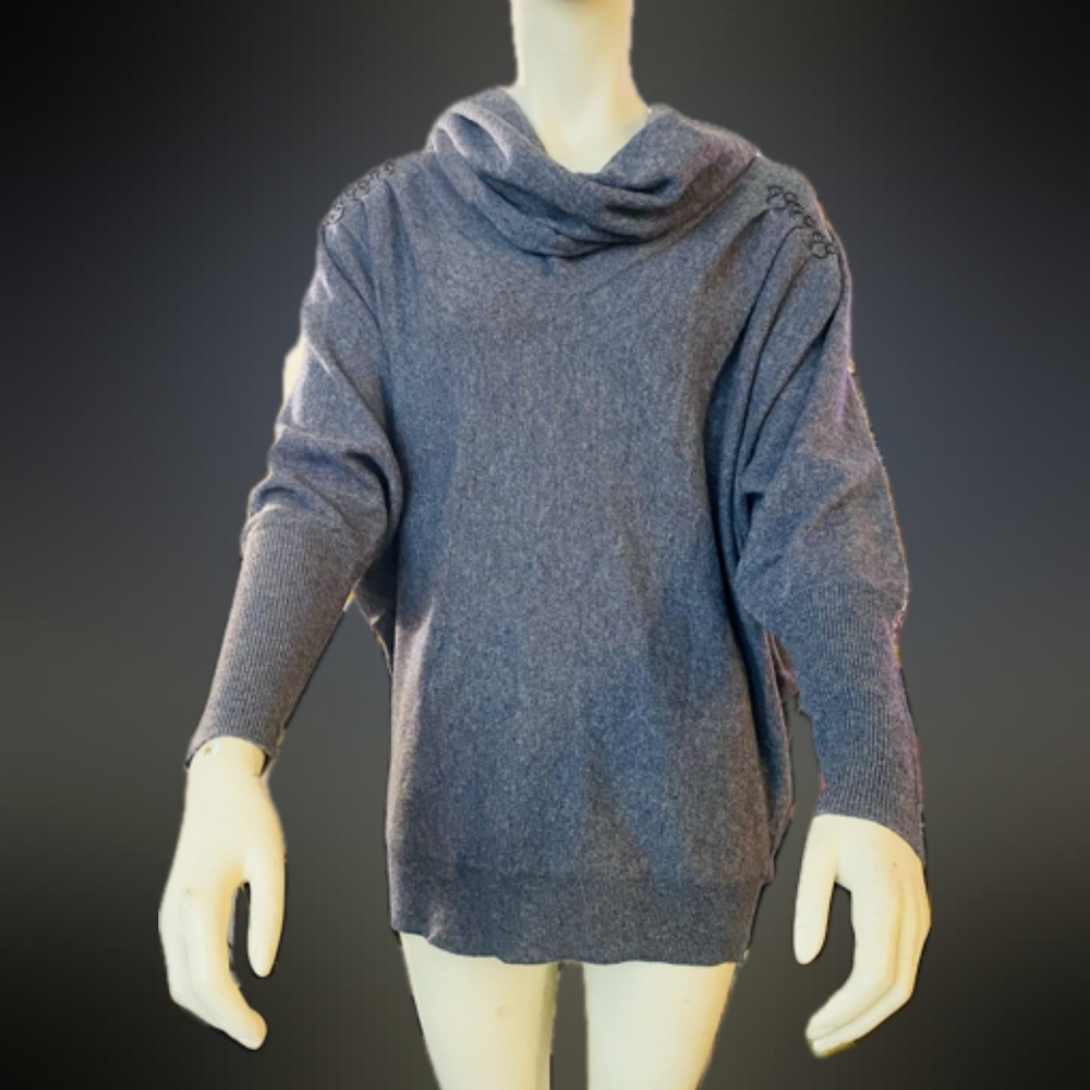 100% Cashmere Pullover Sweater in Gray